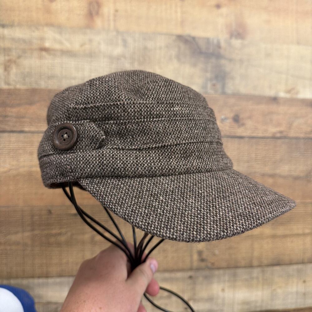 Athleta gray tweed hat cadet newsboy cap wool blend women's one size